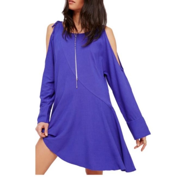 Free People Dresses & Skirts - FREE PEOPLE Clear Skies Cold Shoulder Tunic Dress Violet NWT in Size Medium